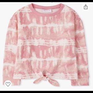 Tie Dye Fleece Tie Front Top - Cherry Blossom